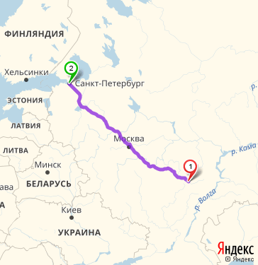 Маршрут из Пензы в Санкт-Петербург