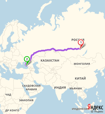 Маршрут из Братска в Сочи
