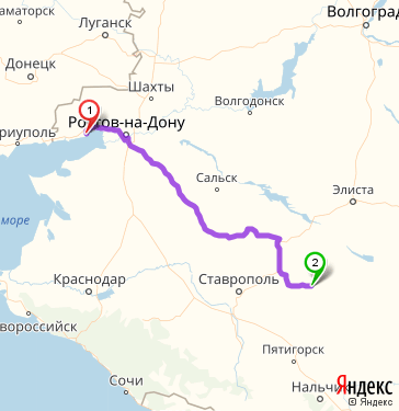 Маршрут из Таганрога в Благодарный