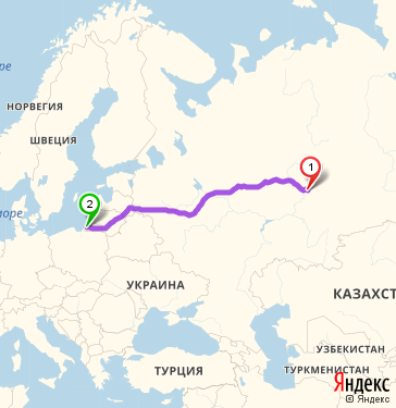 Маршрут из Перми в Калининград