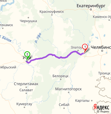 Маршрут из Миасса в Уфу