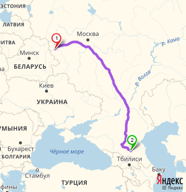 Маршрут из Смоленска в Сунжу