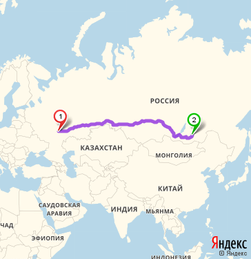 Маршрут из Пензы в Читу
