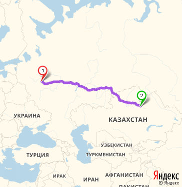 Маршрут из Москвы в Астану