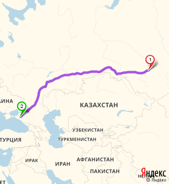 Маршрут из Юрги в Краснодар