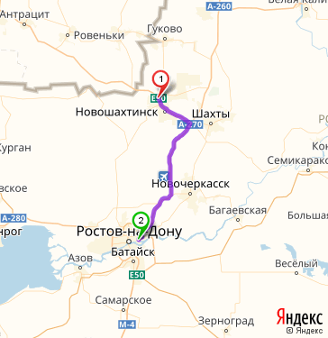 Маршрут из Новошахтинска в Ростов-на-Дону