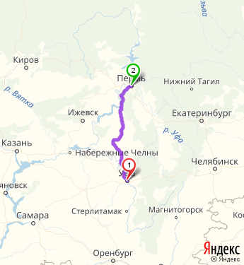 Маршрут из Уфы в Пермь