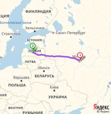 Маршрут из Домодедова в Ригу