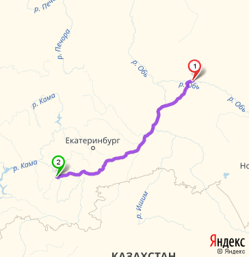 Маршрут из Сургута в Уфу
