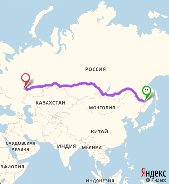 Маршрут из Ульяновска в Хабаровск