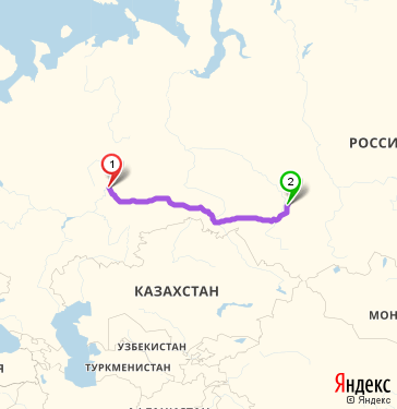 Маршрут из Перми в Томск
