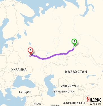 Маршрут из Новомосковска в Тюмень