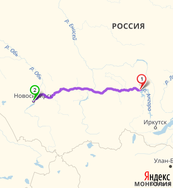 Маршрут из Братска в Новосибирск
