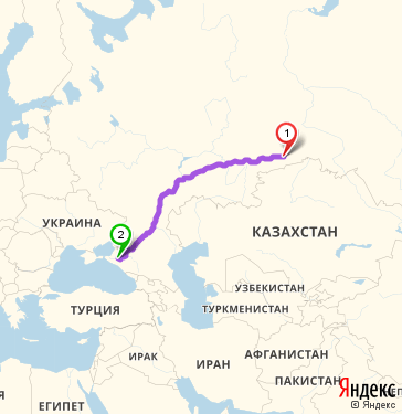Маршрут из Кургана в Краснодар