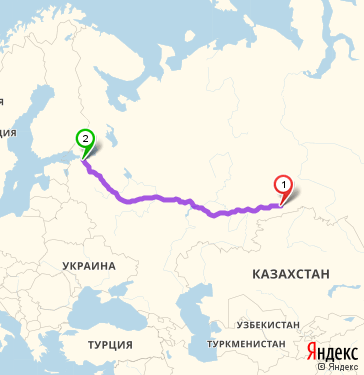 Маршрут из Кургана в Пушкин