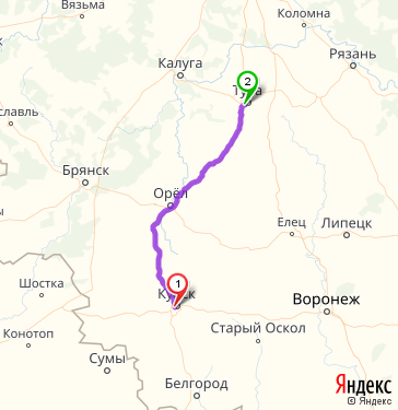 Маршрут из Курска в Тулу