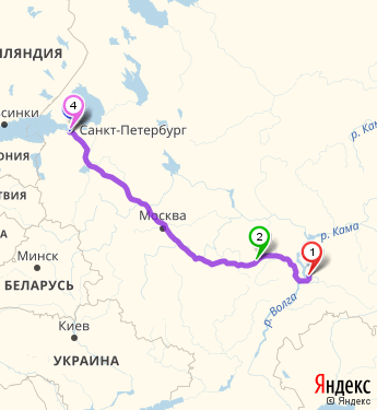 Маршрут из Тольятти в Санкт-Петербург