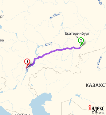 Маршрут из Саратова в Челябинск