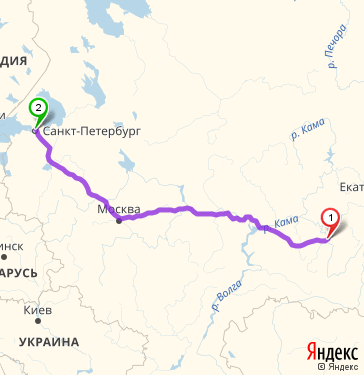 Маршрут из Уфы в Санкт-Петербург