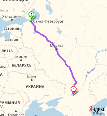 Маршрут из Волгодонска в Санкт-Петербург