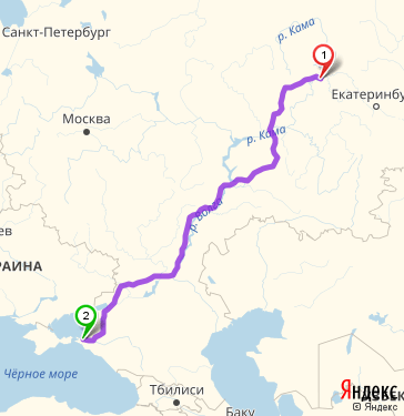 Маршрут из Перми в Темрюк