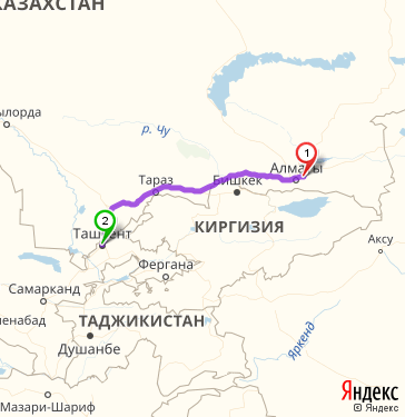 Маршрут из Алматы в Ташкент