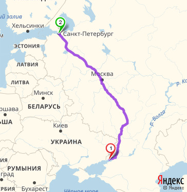 Маршрут из Таганрога в Санкт-Петербург