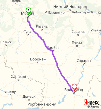 Маршрут из Волгограда в Москву