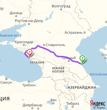 Маршрут из Сочи в Каспийска