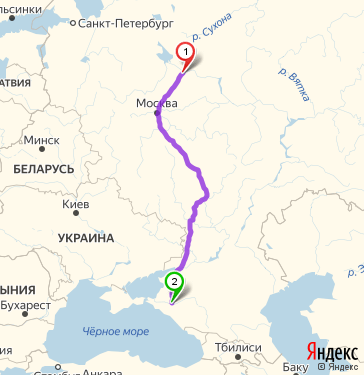 Маршрут из Ярославля в Краснодар