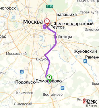 Маршрут из Москвы в Домодедово