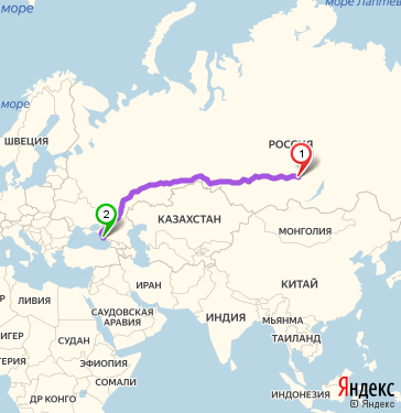 Маршрут из Братска в Сочи