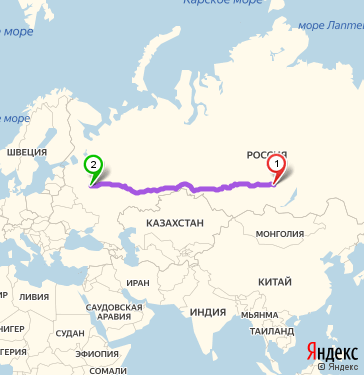 Маршрут из Братска в Химки