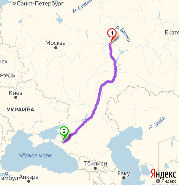 Маршрут из Новочебоксарска в Краснодар
