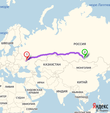 Маршрут из Белгорода в Иркутск