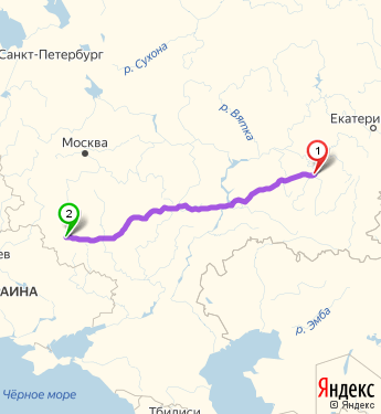 Маршрут из Уфы в Курск