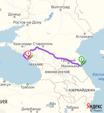 Маршрут из Сочи в Махачкалу