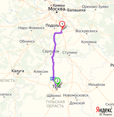 Маршрут из Домодедова в Тулу
