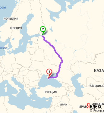 Маршрут из Симферополя в Санкт-Петербург
