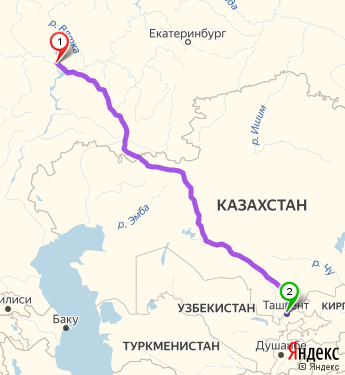 Маршрут из Казани в Ташкент