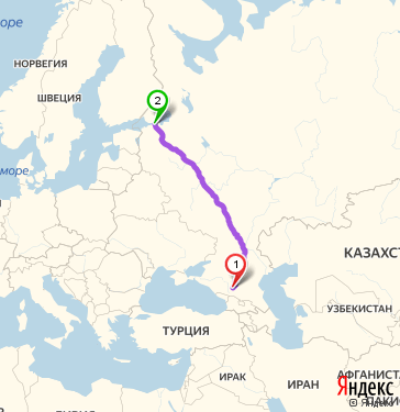 Маршрут из Ессентуков в Санкт-Петербург