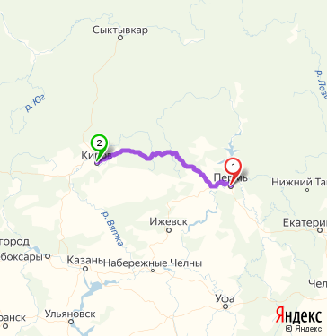 Маршрут из Перми в Киров