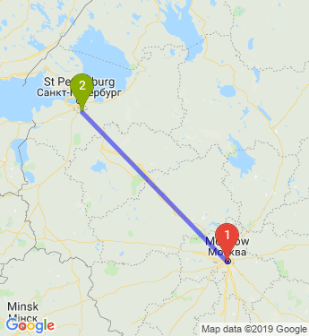 Маршрут из Москвы в Павловск