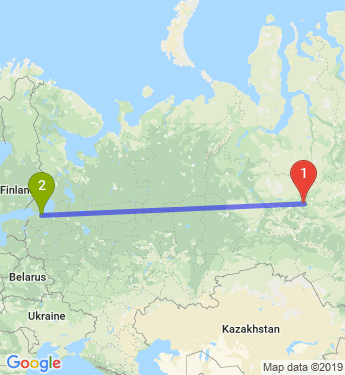 Маршрут из Нижневартовска в Санкт-Петербург