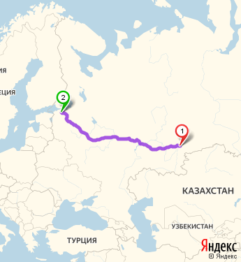 Маршрут из Миасса в Гатчинского района