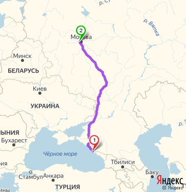 Маршрут из Сочи в Москву