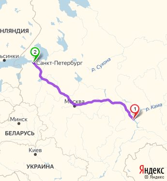 Маршрут из Ульяновска в Санкт-Петербург