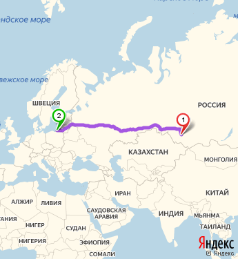 Маршрут из Барнаула в Калининград