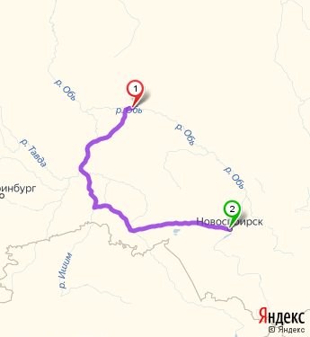 Маршрут из Сургута в Новосибирск