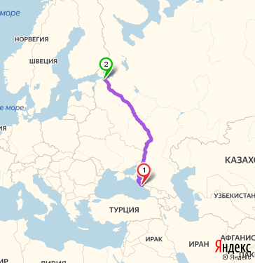 Маршрут из Сочи в Санкт-Петербург